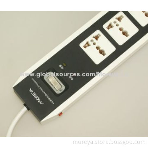 4-outlet Extension Power Strip, Made of ABS, High-flame Resistant with 100% Copper Power Sockets
